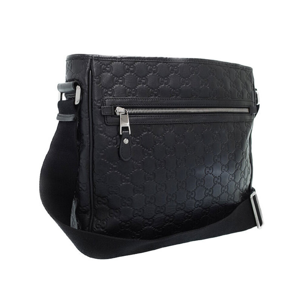 Gucci Guccissima Black Leather Messenger Crossbody Bag - Picture 2 of 9